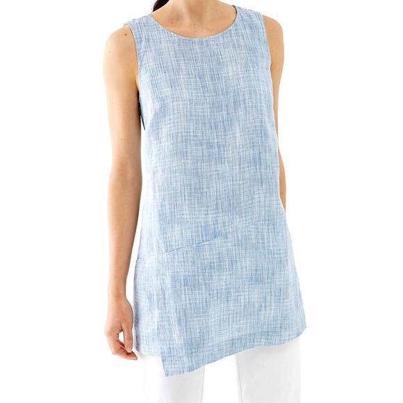 J.Jill ~Pure Jill Linen Wrap Tunic Blue ~Agate/White ~ size LARGE - Picture 13 of 13